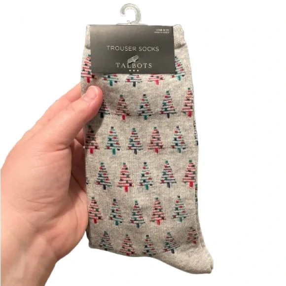Talbots Trouser Socks Christmas Trees OSFM Brand New with Tags - Picture 1 of 4